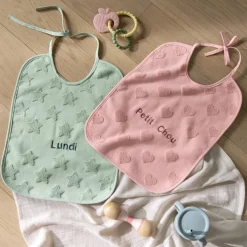 Bavoirs & Mini-bavoirs|Nouveautés Bébénew|Carré Blanc Bavoir coton Monjour sorbet