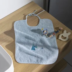 Bavoirs & Mini-bavoirs|Nouveautés Bébénew|Carré Blanc Bavoir phosphorescent coton Stellaire bleu banquise