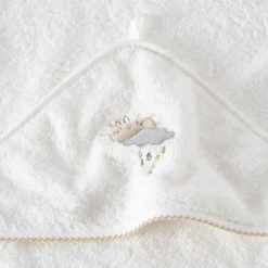 Capes De Bain|Carré Blanc Cape de bain coton bio Bienvenue blanc