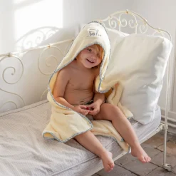 Capes De Bain|Carré Blanc Cape de bain coton bio Dandine paille