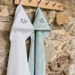 Capes De Bain|Carré Blanc Cape de bain coton bio Jardine amande