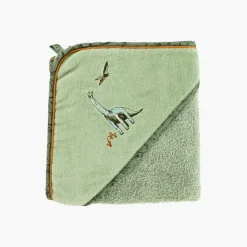 Capes De Bain|Carré Blanc Cape de bain coton biologique Dinotopi kaki