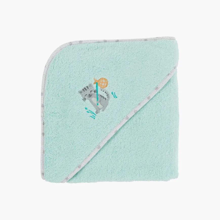 Capes De Bain|Carré Blanc Cape de bain coton biologique Devine céladon