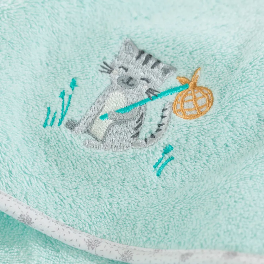 Capes De Bain|Carré Blanc Cape de bain coton biologique Devine céladon