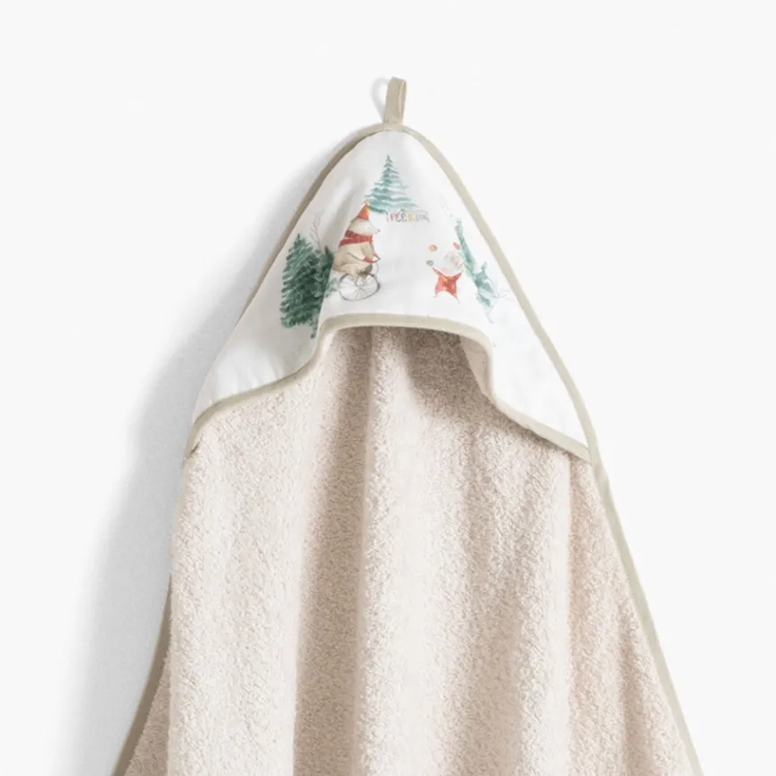 Capes De Bain|Carré Blanc Cape de bain coton Féeries ivoire