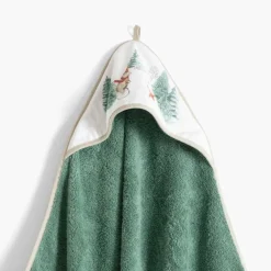 Capes De Bain|Carré Blanc Cape de bain coton Féeries vert tendre