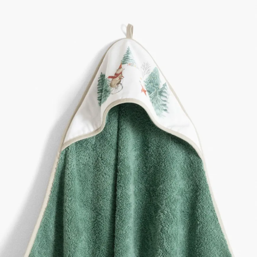 Capes De Bain|Carré Blanc Cape de bain coton Féeries vert tendre