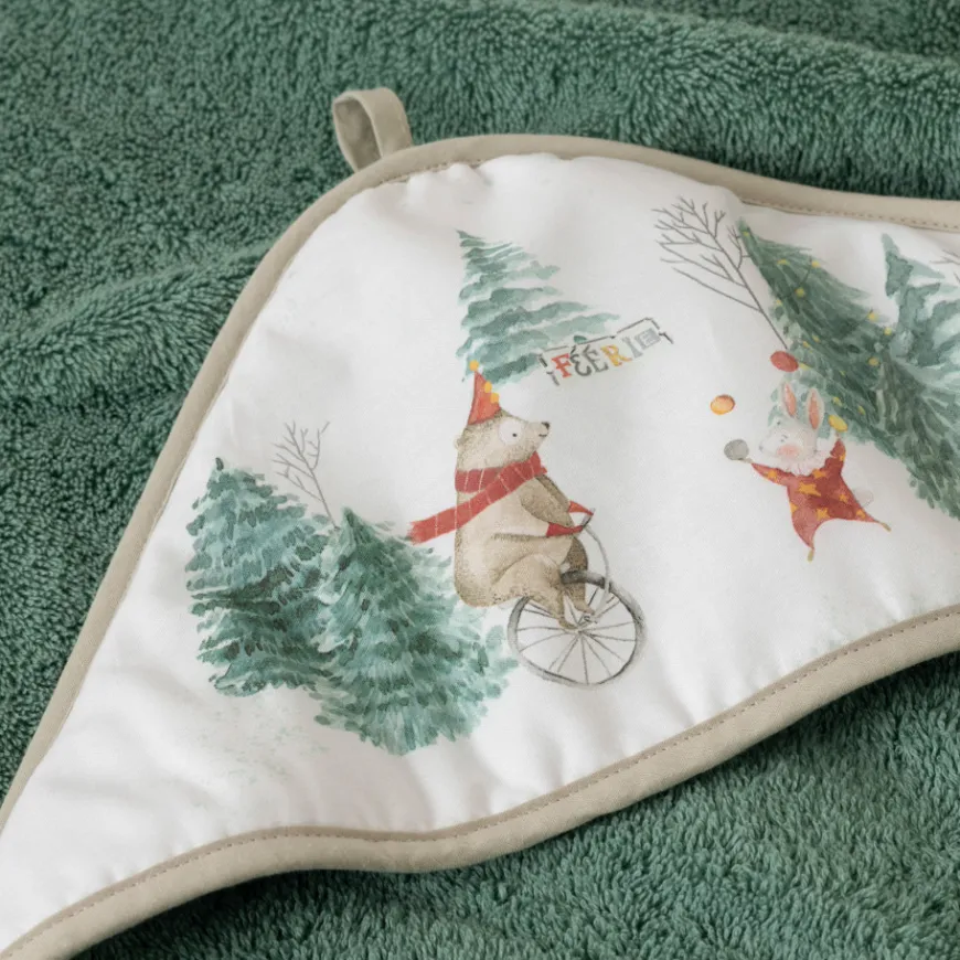 Capes De Bain|Carré Blanc Cape de bain coton Féeries vert tendre