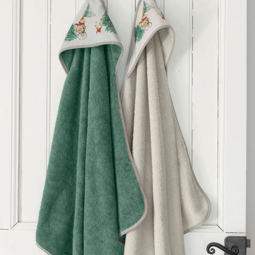 Capes De Bain|Carré Blanc Cape de bain coton Féeries vert tendre