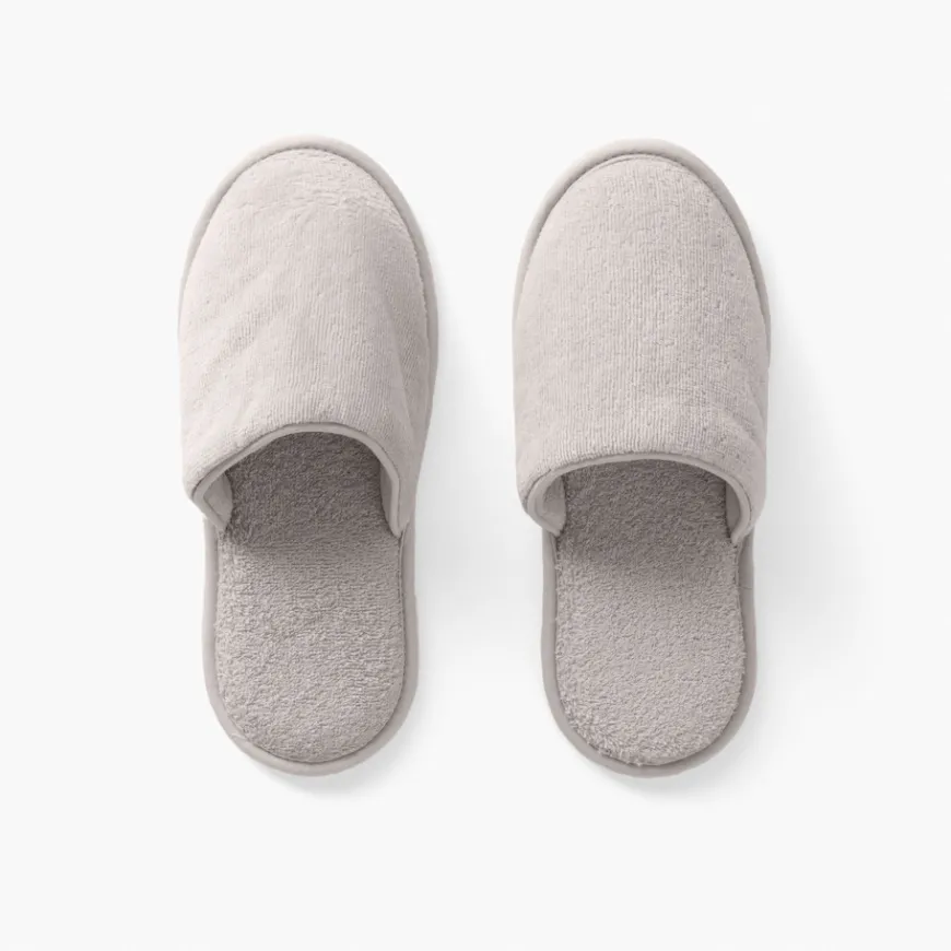 Mules De Bain|Mules De Bain|Carré Blanc Chaussons mules femme coton Lola perle
