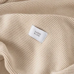 Linge De Litbio|Accessoires|Carré Blanc Couverture tricot coton bio Bienvenue naturel