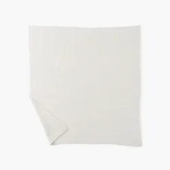 Linge De Litbio|Accessoires|Carré Blanc Couverture tricot coton bio Bienvenue blanc