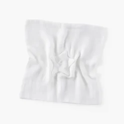 Accessoires|Nouveautés Bébénew|Carré Blanc Doudou coton bio Bienvenue blanc