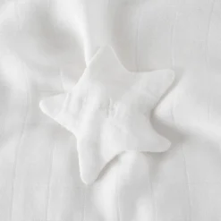 Accessoires|Nouveautés Bébénew|Carré Blanc Doudou coton bio Bienvenue blanc