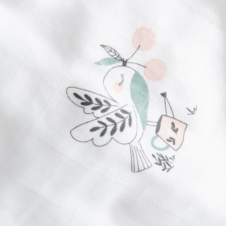 Accessoires|Carré Blanc Doudou coton bio Jardine blanc