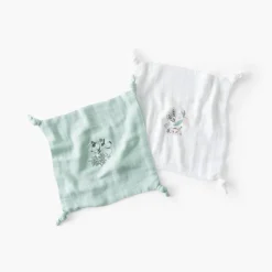 Accessoires|Carré Blanc Doudou coton bio Jardine blanc