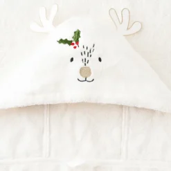 Draps De Bain|Nouveautés Bébénew|Carré Blanc Drap de bain à capuche coton Xmasful ivoire