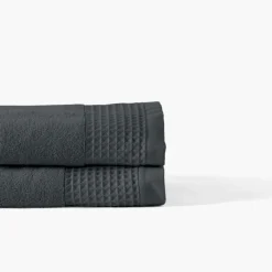 Draps De Bain|Carré Blanc Drap de bain bouclette de coton biologique Source fusain