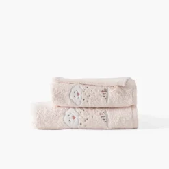 Draps De Bain|Nouveautés Bébénew|Carré Blanc Drap de bain coton bio Bienvenue nude