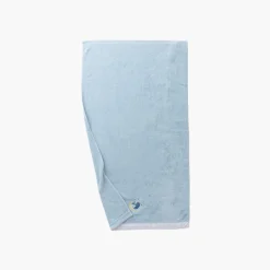 Draps De Bain|Carré Blanc Drap de bain coton bio Illumine bleu polaire