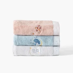 Draps De Bain|Carré Blanc Drap de bain coton bio Illumine bleu polaire