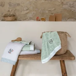 Draps De Bain|Carré Blanc Drap de bain coton bio Jardine blanc