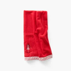 Draps De Bain|Carré Blanc Drap de bain coton bio Mes rêves rouge tendre