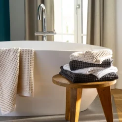 Coffrets Cadeaux|Draps De Bain|Carré Blanc Drap de bain coton bio Quadro charbon