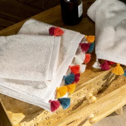 Draps De Bain|Carré Blanc Drap de bain coton Eclats naturel