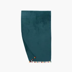 Draps De Bain|Carré Blanc Drap de bain coton Eclats bleu pétrole