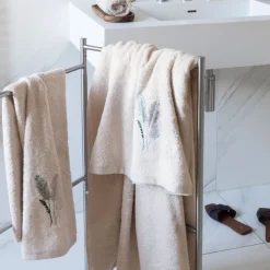 Draps De Bain|Carré Blanc Drap de bain coton et viscose de bambou Pampa II beige
