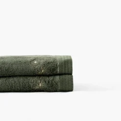 Draps De Bain|Carré Blanc Drap de bain coton et viscose de bambou Silvalys vert forêt