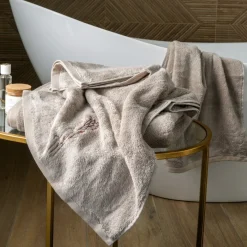 Coffrets Cadeaux|Draps De Bain|Carré Blanc Drap de bain coton et viscose de bambou Aura taupe