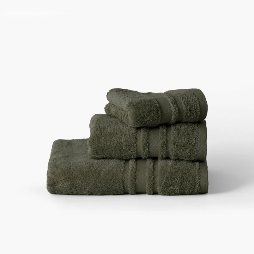 Coffrets Cadeaux|Draps De Bain|Carré Blanc Drap de bain coton Lola II vert kaki