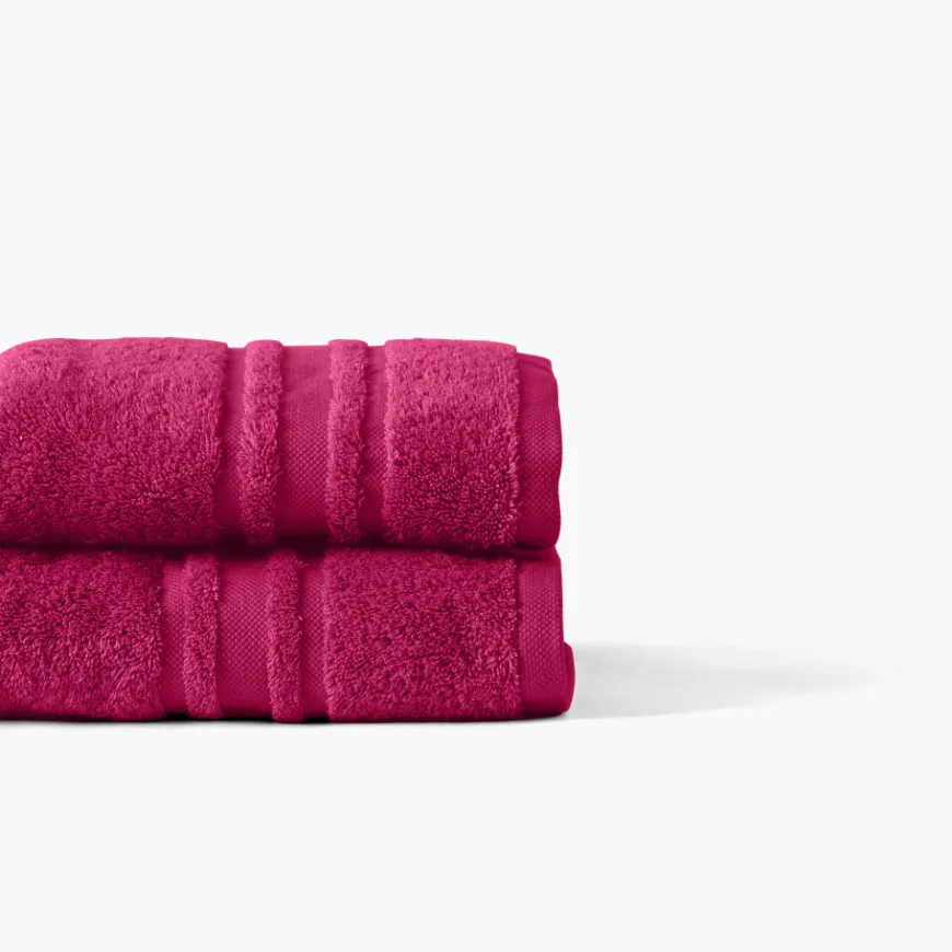 Draps De Bain|Carré Blanc Drap de bain coton Lola II framboise