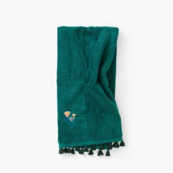 Draps De Bain|Carré Blanc Drap de bain coton Papyrus émeraude