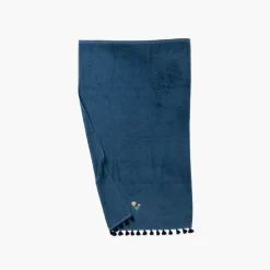 Draps De Bain|Carré Blanc Drap de bain coton Papyrus bleu d'Egypte
