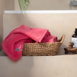 Draps De Bain|Carré Blanc Drap de bain coton Protea rose pitaya