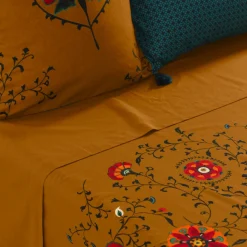 Draps De Lit|Carré Blanc Drap de lit coton et lin Bukhara