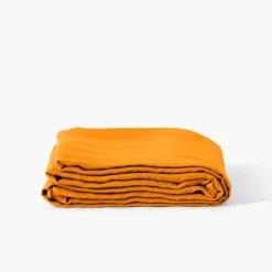 Draps De Lit|Carré Blanc Drap de lit lin lavé Songe curcuma