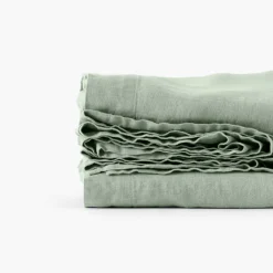 Draps De Lit|Carré Blanc Drap de lit lin lavé Songe eucalyptus