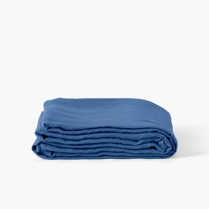Draps De Lit|Carré Blanc Drap de lit lin lavé Songe bleu de chine