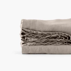 Draps De Lit|Carré Blanc Drap de lit lin lavé Songe grège