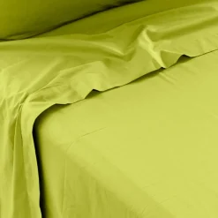 Draps De Lit|Carré Blanc Drap de lit percale de coton Neo vert