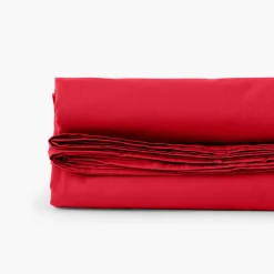 Draps De Lit|Carré Blanc Drap de lit percale de coton Neo rouge
