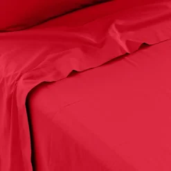 Draps De Lit|Carré Blanc Drap de lit percale de coton Neo rouge