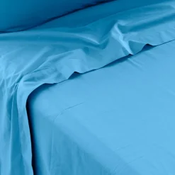 Draps De Lit|Carré Blanc Drap de lit percale de coton Neo azur