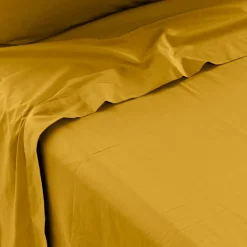 Draps De Lit|Carré Blanc Drap de lit percale de coton Neo curry