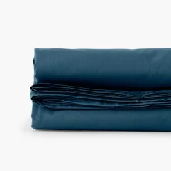 Draps De Lit|Carré Blanc Drap de lit percale de coton Neo bleu prusse