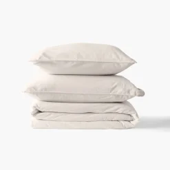 Draps De Lit|Carré Blanc Drap de lit pur coton lavé biologique Souffle vanille